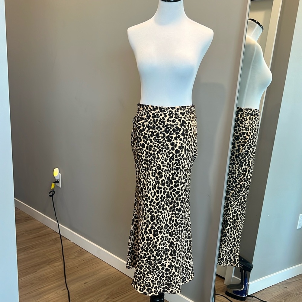 Leopard satin midi skirt from Anthropologie